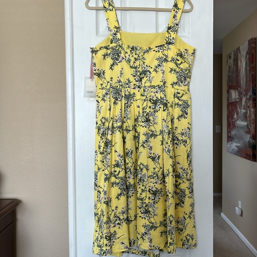 Alex Marie Yellow Floral Midi Dressw/ Straps sz 10 - Picture 4 of 4